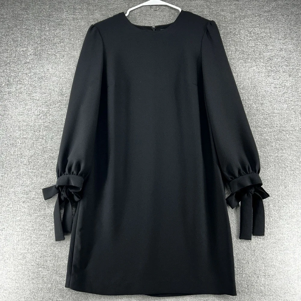 Banana Republic Shift Dress Women Size 4 Black Bow Cuff Casual